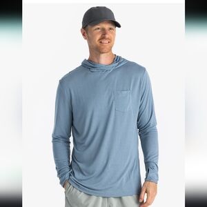 New W Tags FREEFLY Men's Bamboo Lightweight Hoodie UPF 20 Clearwater Blue Size M